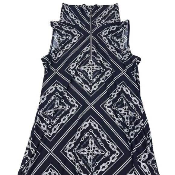 Joseph Ribkoff Sleeveless Navy Patterned Women's Dress Size 6 - Picture 3 of 6